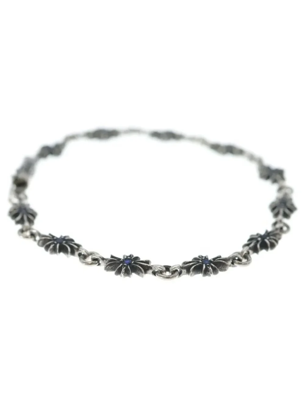 Chrome Hearts Tny CH Pls P Sap Tiny CH Plus Pave Blue Sapphire Silver